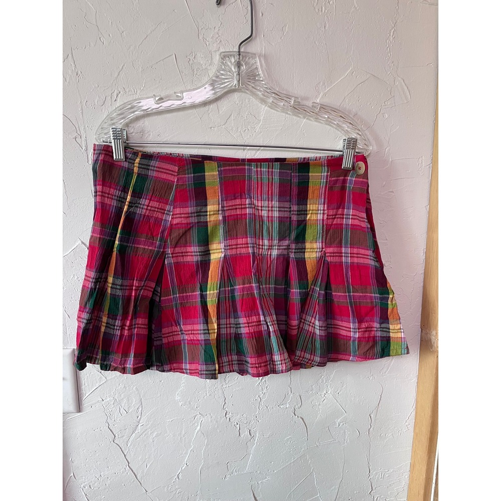 BDG Urban Outfitters Multi Color Plaid Pleated Skort Red Green Medium